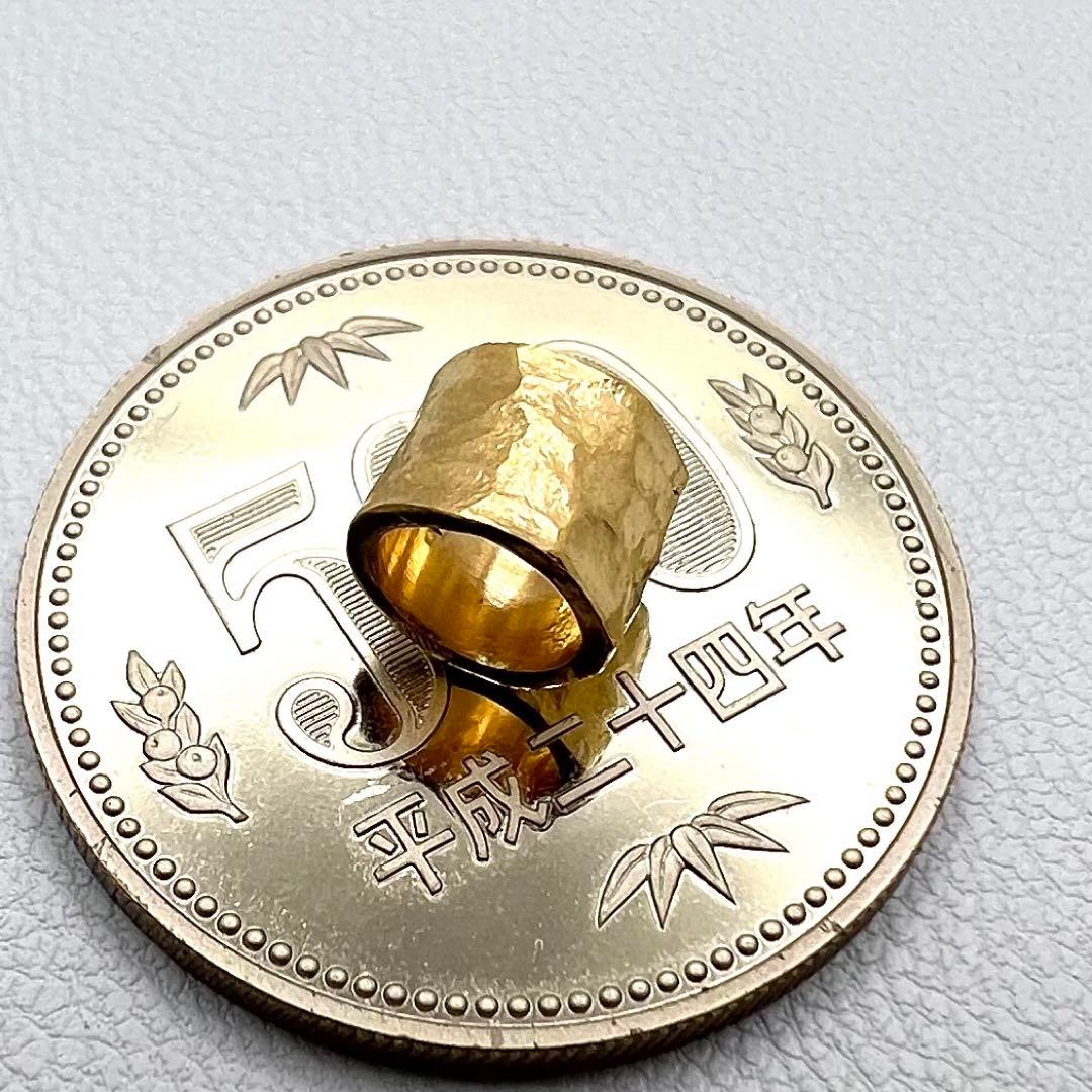 K24純金 パイプ　槌目　ペンダントトップ　幅5.7㎜　内経5.3㎜　1.78g