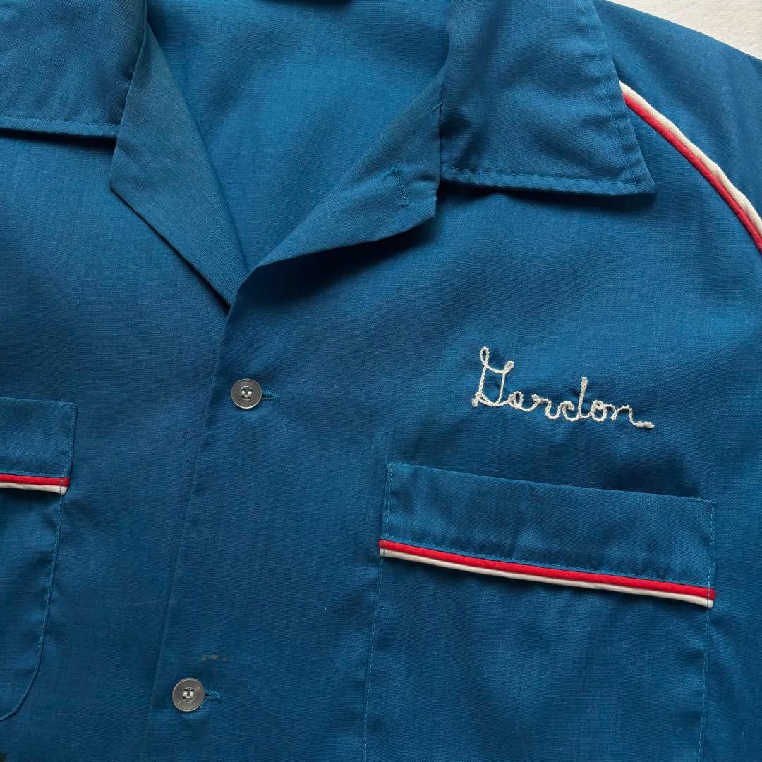 USA製 ヒルトン　ボーリングシャツ　開襟シャツ　ヴィンテージ　古着　ブルー　M