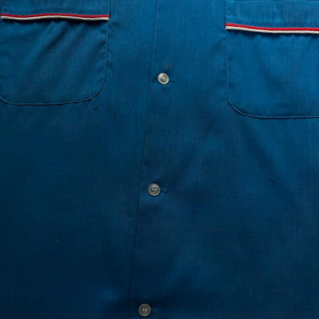 USA製 ヒルトン　ボーリングシャツ　開襟シャツ　ヴィンテージ　古着　ブルー　M