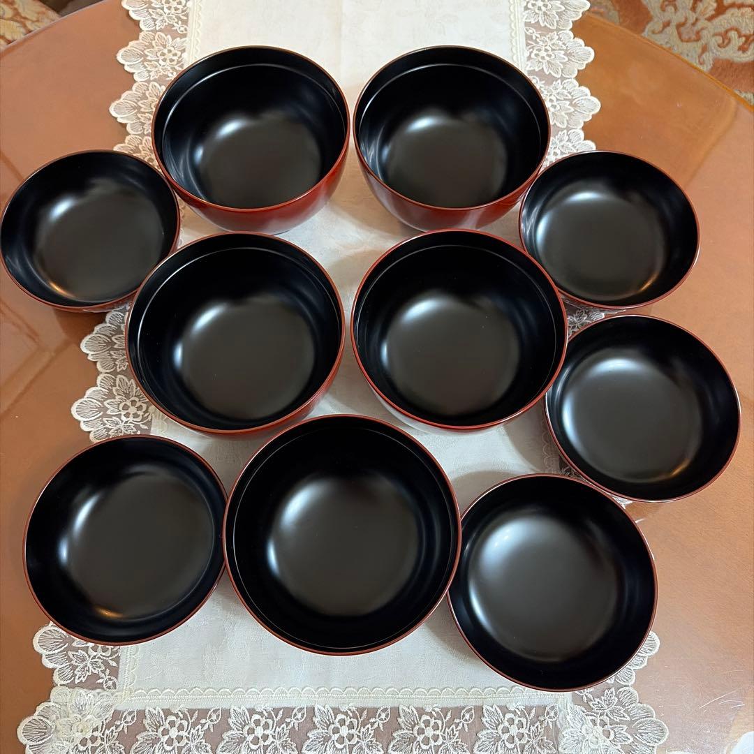 輪島　うるし工芸　米永　蓋付雑煮椀　小どんぶり　5客セット　未使用