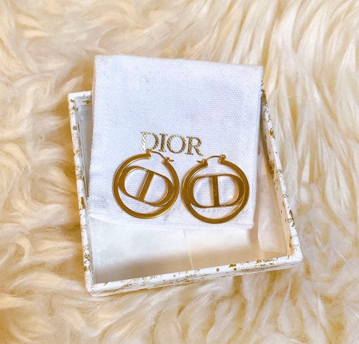 【美品】希少 Dior ディオール ピアス ゴールド ロゴ 箱セット プレゼント
