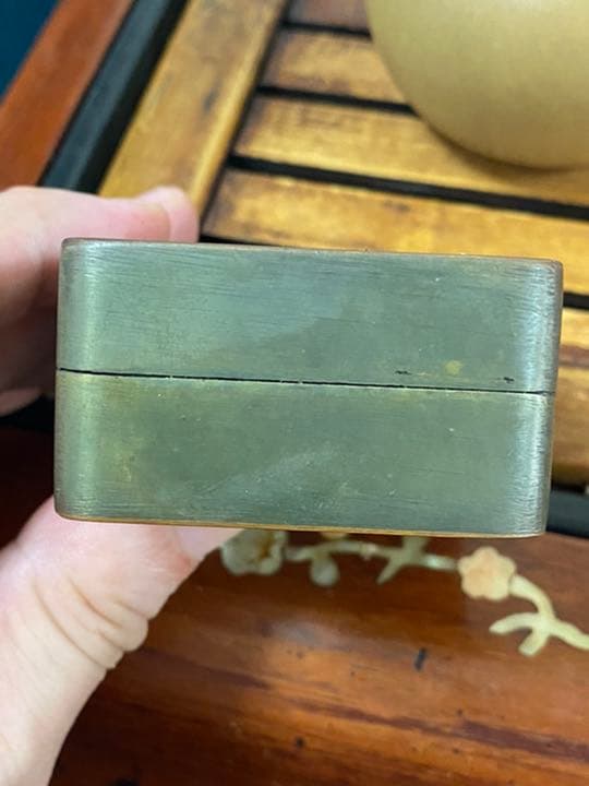 銅製 書道具 象嵌 墨盒