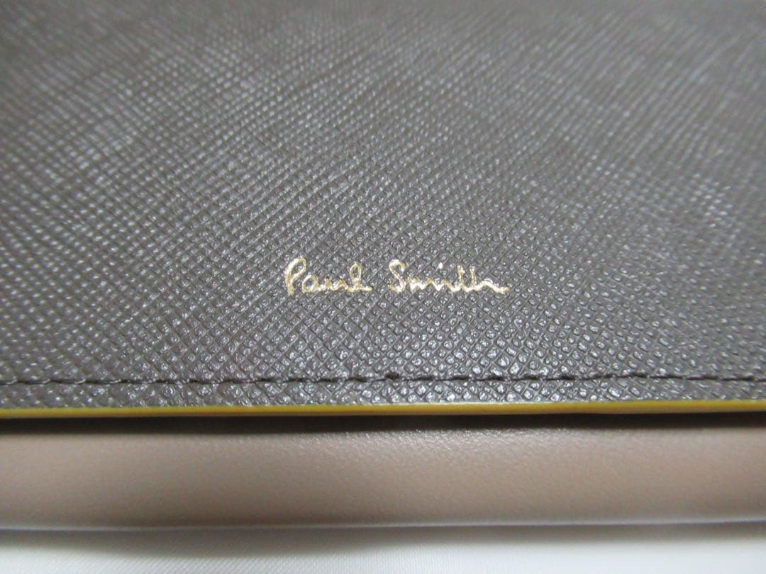 ポールスミス 新品！カラーエッジ牛革名刺入れ カードケース グレー
