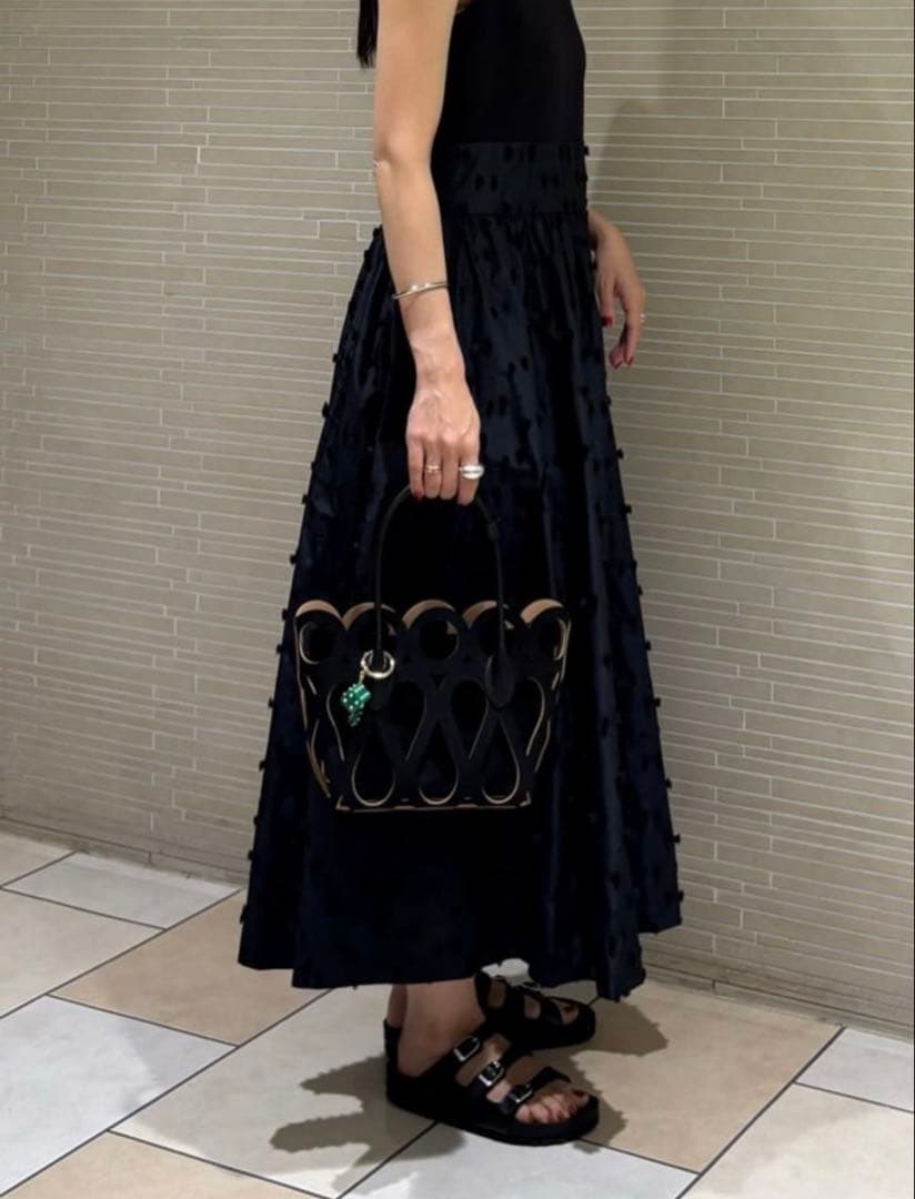 美品 2024 リボン カットジャガード コンビ ワンピース ウォッシャブル