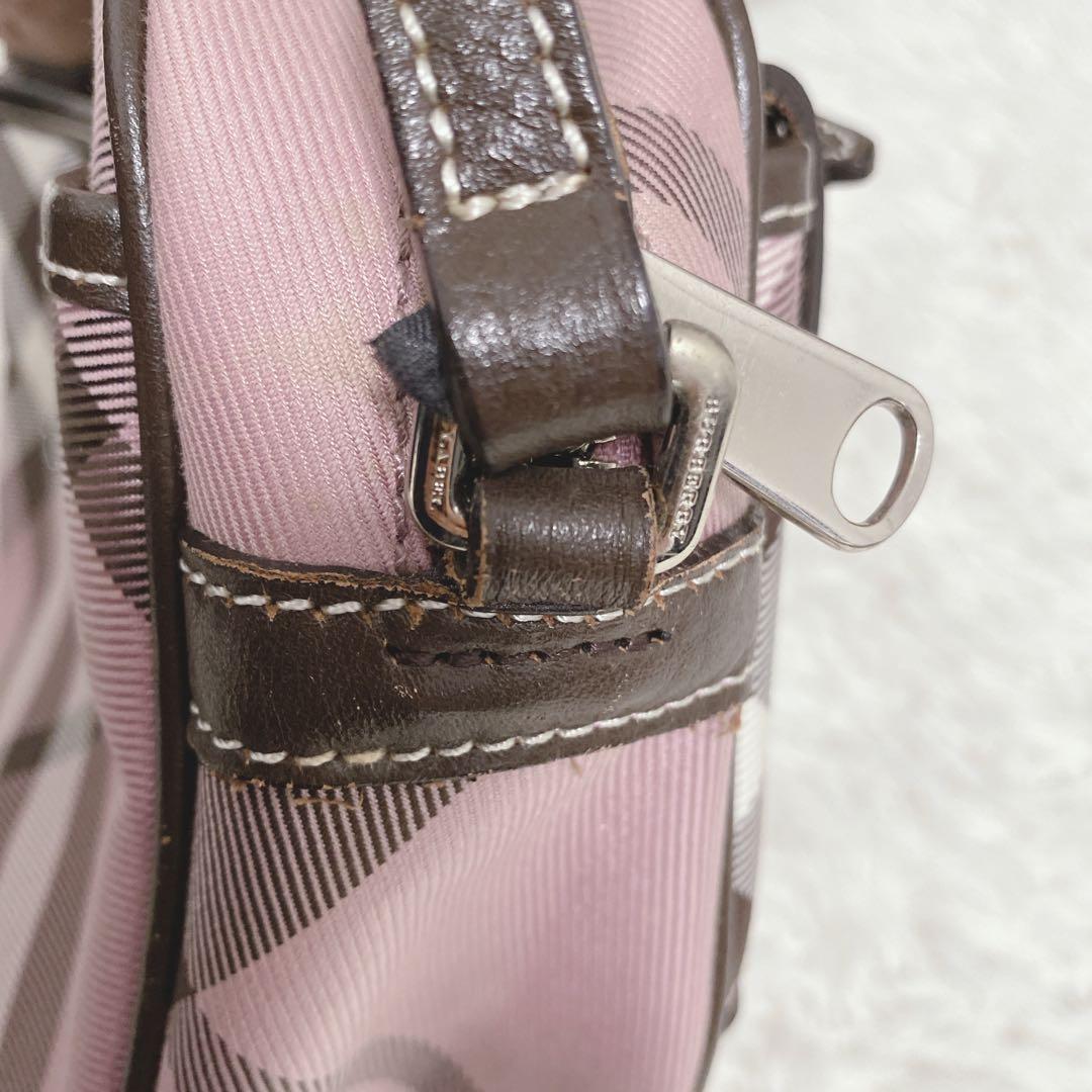 希少 美品 バーバリーブルーレーベル メガノバチェック ショルダーバッグ ピンク