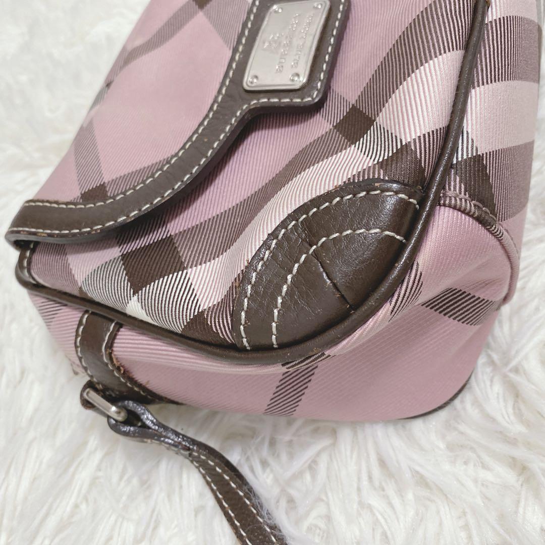 希少 美品 バーバリーブルーレーベル メガノバチェック ショルダーバッグ ピンク