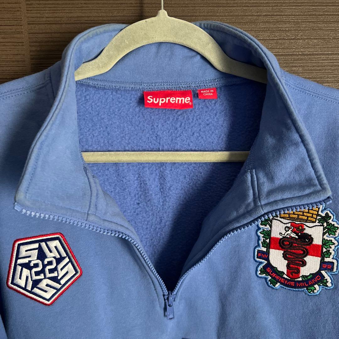 美品 Supreme Milano ハーフジップ プルオーバー ライトブルー