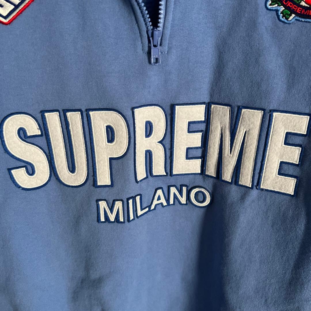 美品 Supreme Milano ハーフジップ プルオーバー ライトブルー