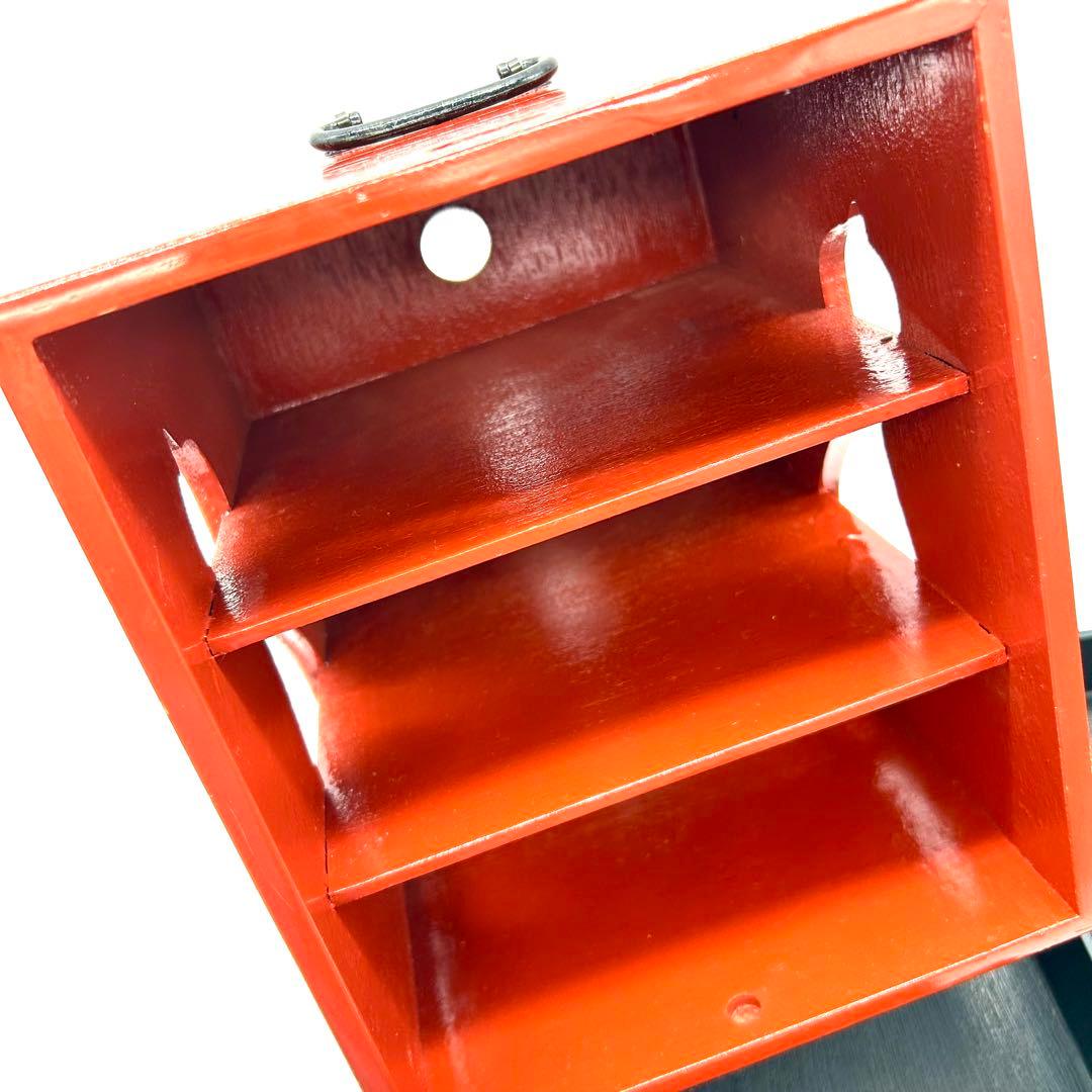 babu まとめ買いお得 木製 野立弁当 朱 内箱付 小物入れ 3段構造