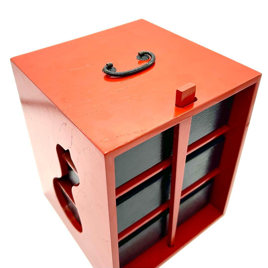 babu まとめ買いお得 木製 野立弁当 朱 内箱付 小物入れ 3段構造