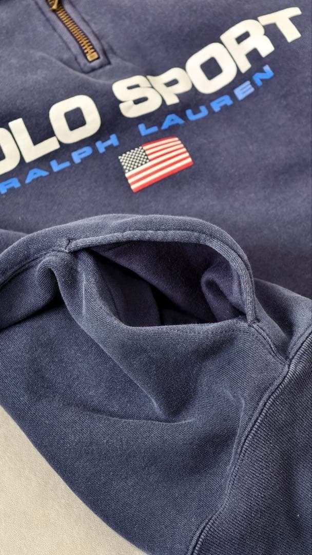 90s ポロスポーツ・ラルフローレン　ハーフジップスウェット
