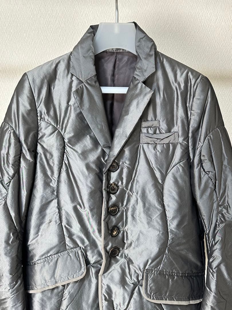 アンダーカバー シルク100% 中綿ダウンテーラードジャケット メタリックカラー