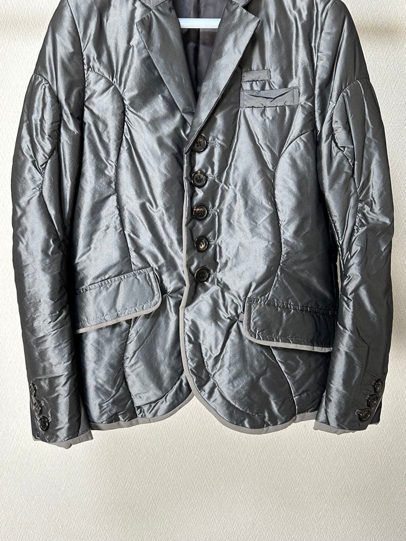 アンダーカバー シルク100% 中綿ダウンテーラードジャケット メタリックカラー