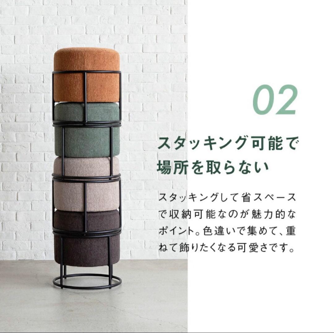 CAPPS 円形ファブリックオットマン・スツール グレー　幅45cm