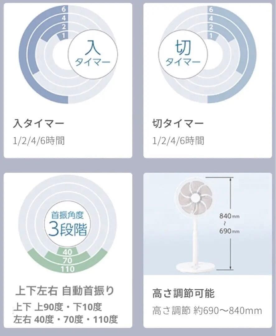 【美品】上下左右自動首振り DCモーター サーキュレーター 扇風機 リモコン付