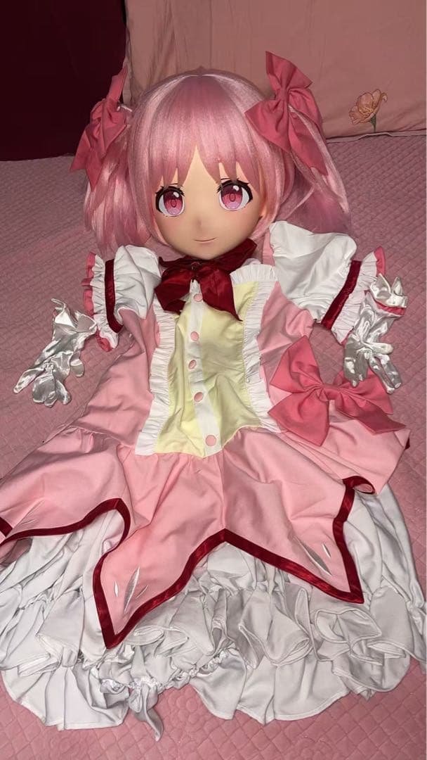 aa　全頭面　鹿目まどか　衣装付 着ぐるみ　マスク　 コスプレ　鍵つき