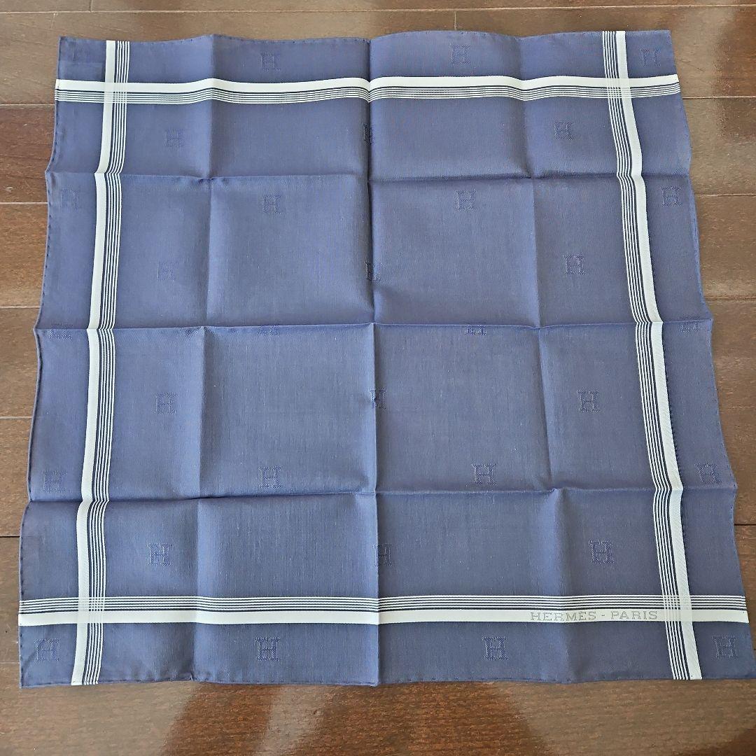 HERMÈS PARIS ネイビー ストライプ ハンカチ