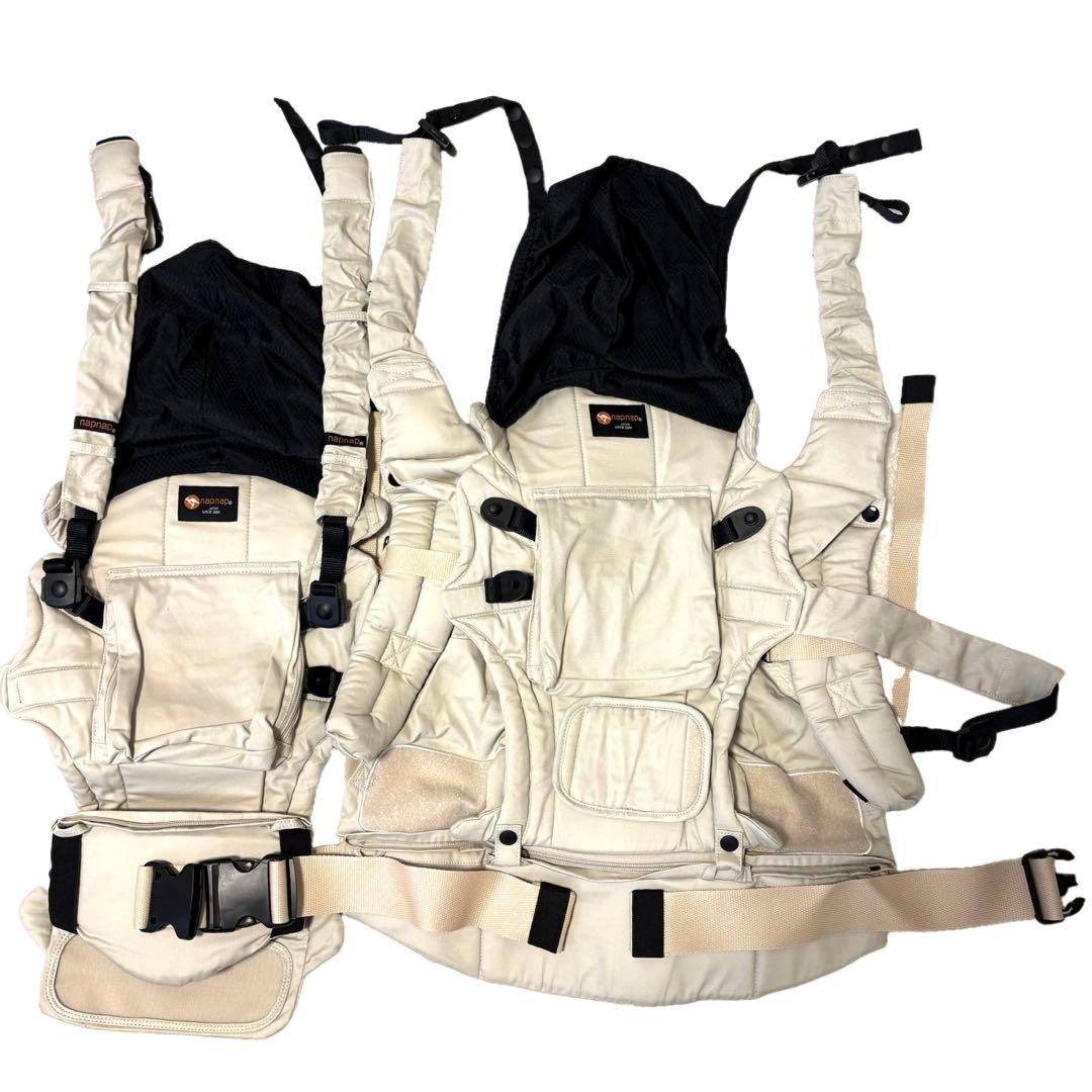 未使用級　napnap ふたご抱っこひも　ナップナップ　ベージュ　保存袋　箱