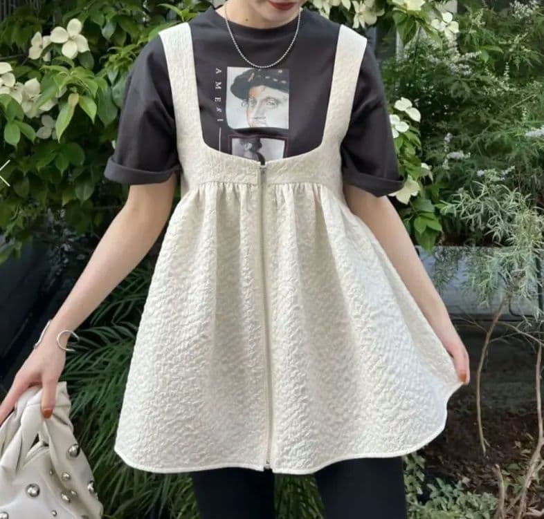 FOIL PRINT BABY TUNIC TOP　Ameri vintage