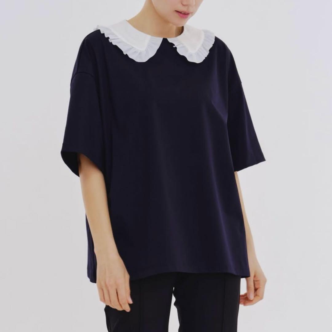 yori フロッキードット丸襟Tee