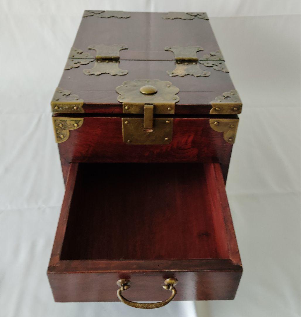 【美品】李朝家具　移動可能ドレッサー　朝鮮箪笥　鏡台 小物入れ　蝶板細工　貴重