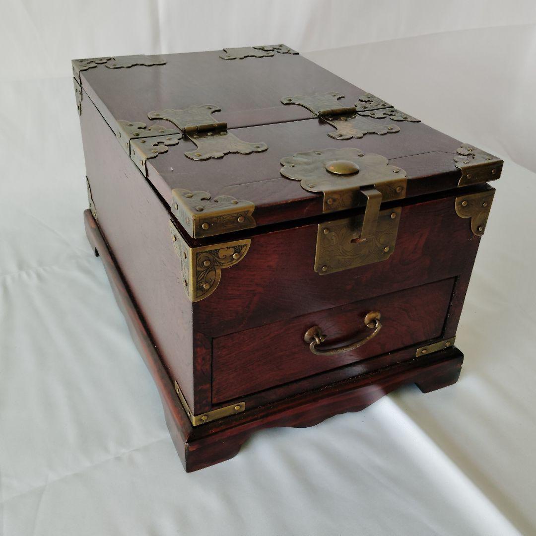 【美品】李朝家具　移動可能ドレッサー　朝鮮箪笥　鏡台 小物入れ　蝶板細工　貴重