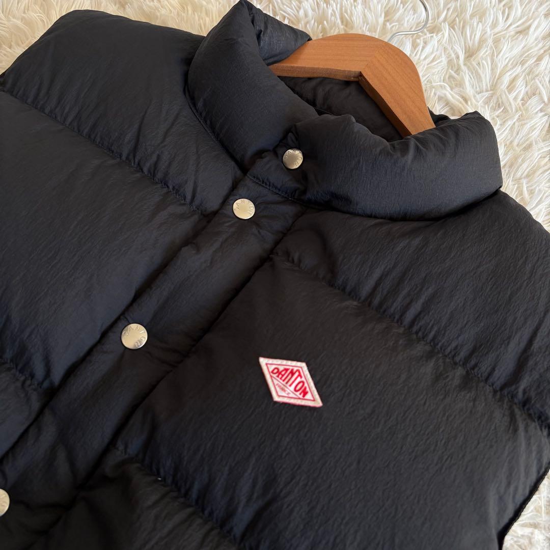 極美品 DANTON ハイロフトダウンベスト ホワイトグース ブラック L