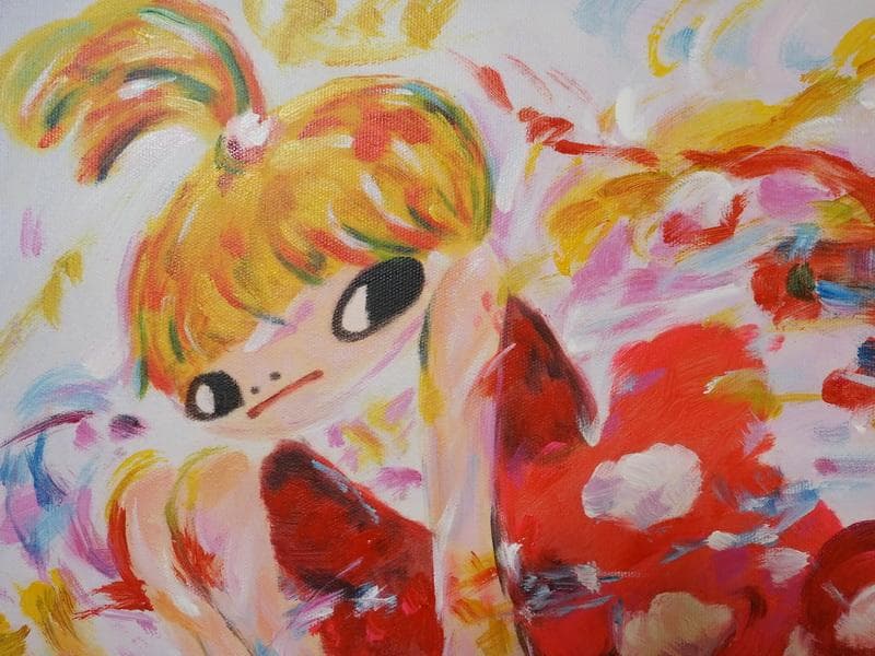 F6 絵画　 油彩　ロッカク アヤコ「女の子」 サイン　 肉筆手描き　額装済み