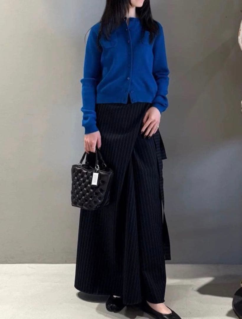 CABaN コットンカシミヤ クルー　ネックカーディガン　ブルー