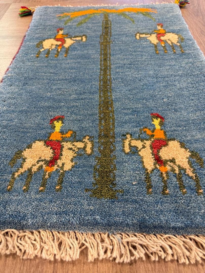 ギャッベ 75x57cm ペルシャ絨毯 手織り ギャベ 玄関マットラグ 絨毯