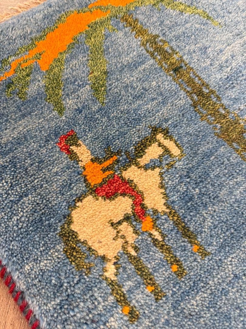 ギャッベ 75x57cm ペルシャ絨毯 手織り ギャベ 玄関マットラグ 絨毯