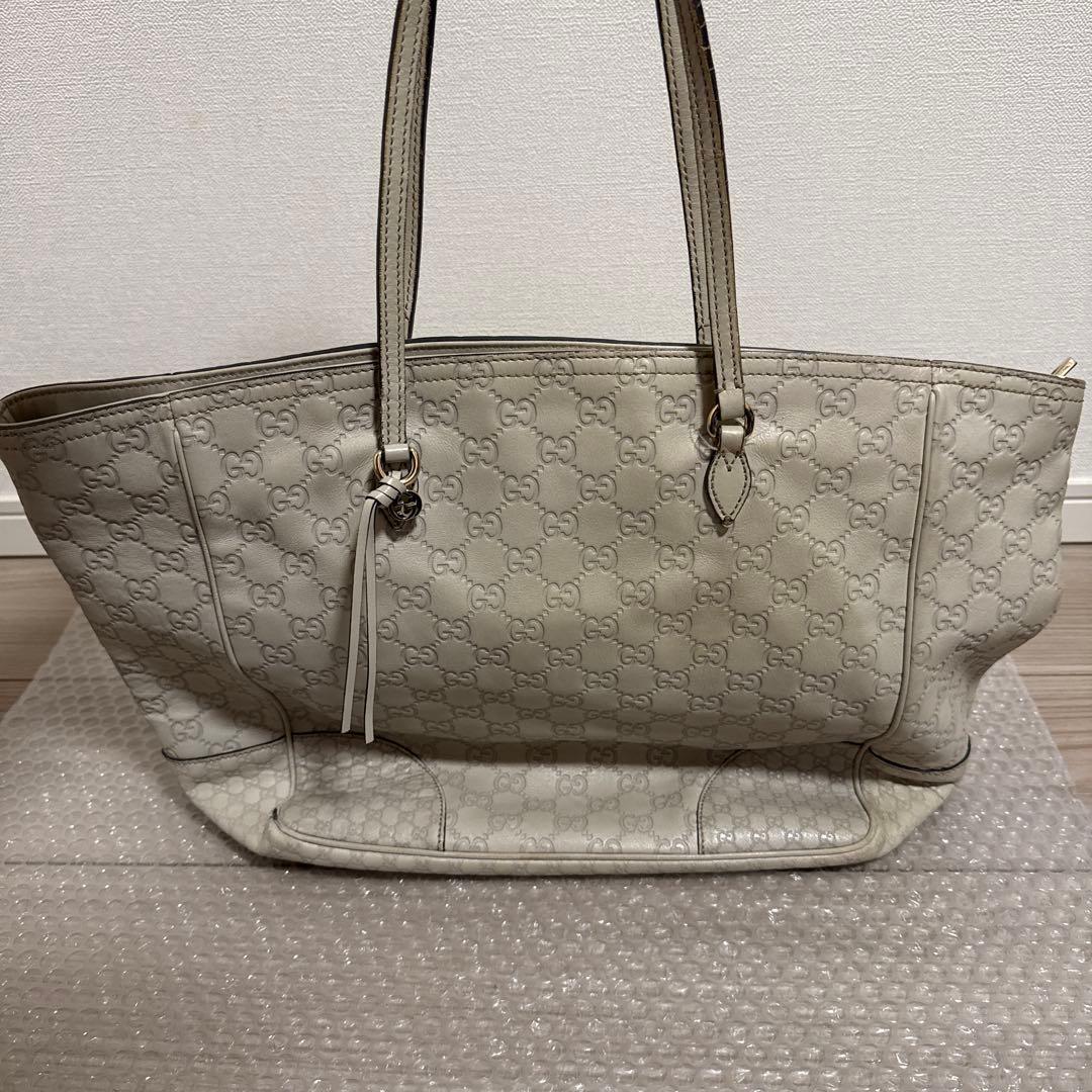 トートバッグ　GUCCI グッチシマ　レザー　ホワイト
