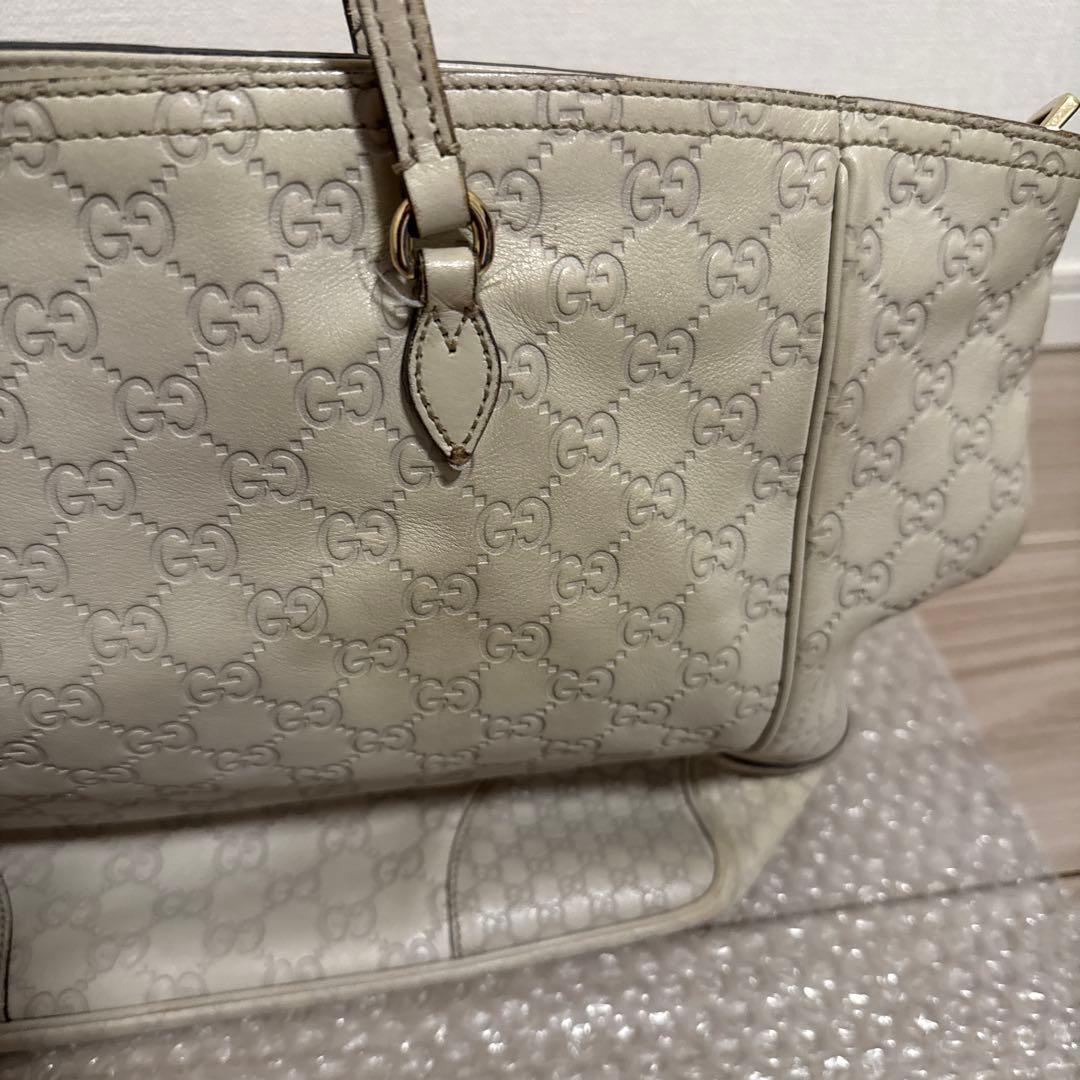 トートバッグ　GUCCI グッチシマ　レザー　ホワイト