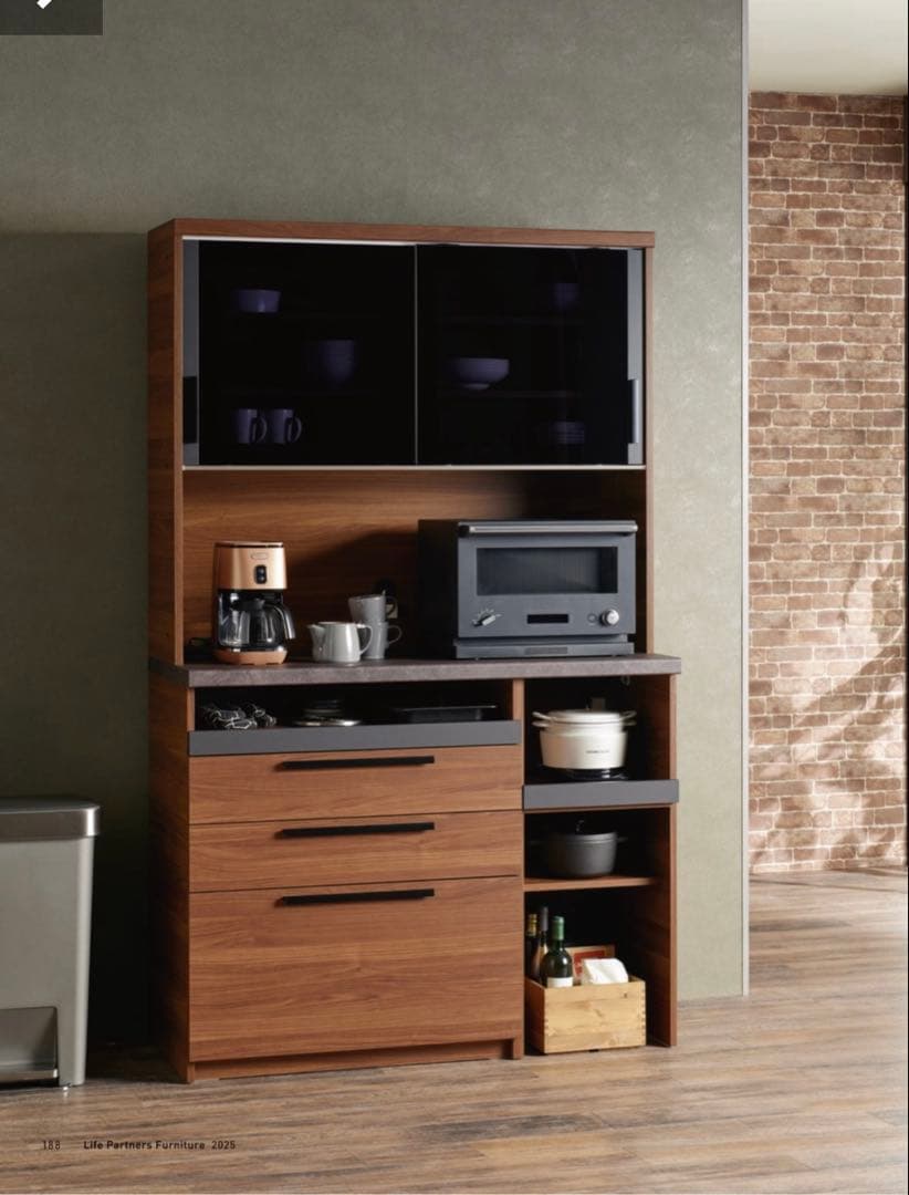 【超美品】パモウナ食器棚SY 幅120cm 奥行45cm：発送2026年1月初旬