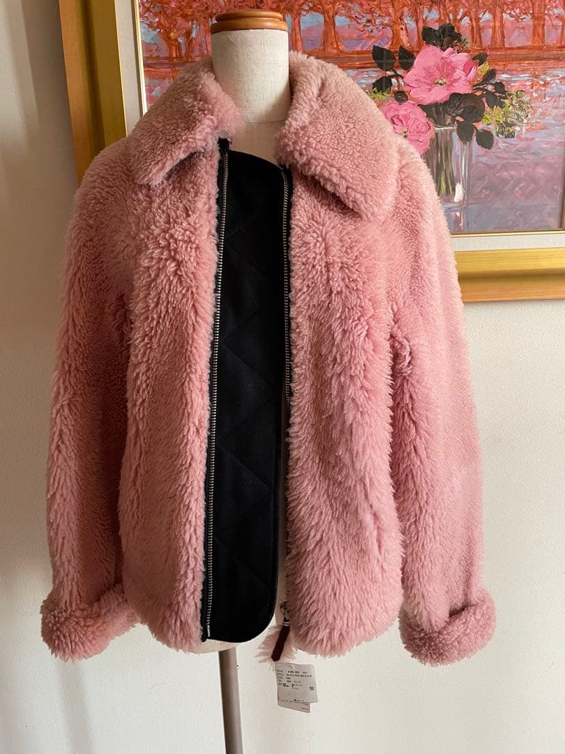 訳あり新品　セドリックシャルリエ　ピンク ボア　コート リアルファー　40