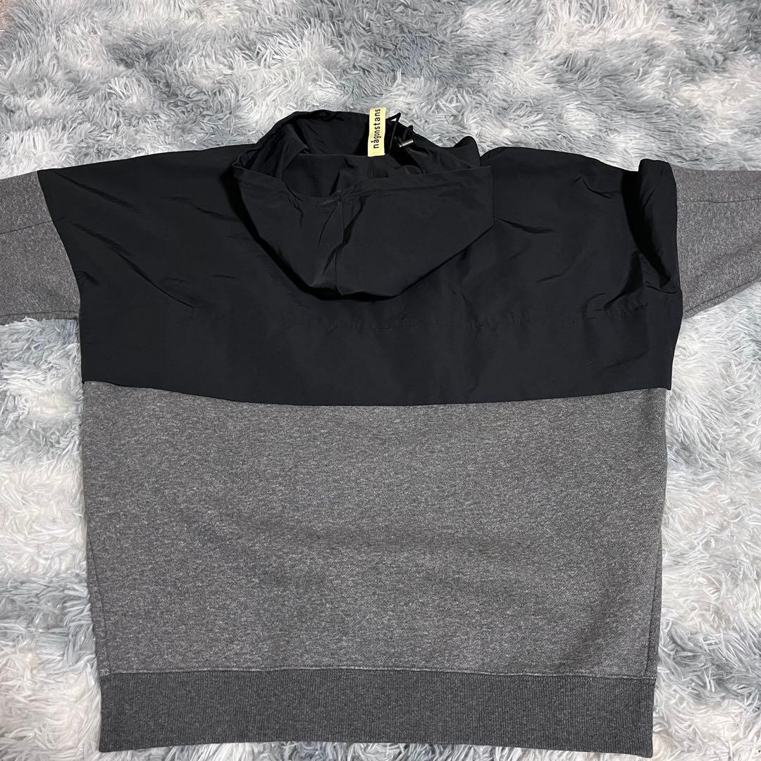 【ナゴンスタンス 】異素材パーカー◆バイカラー◆グレー✖️ブラック◆美品です