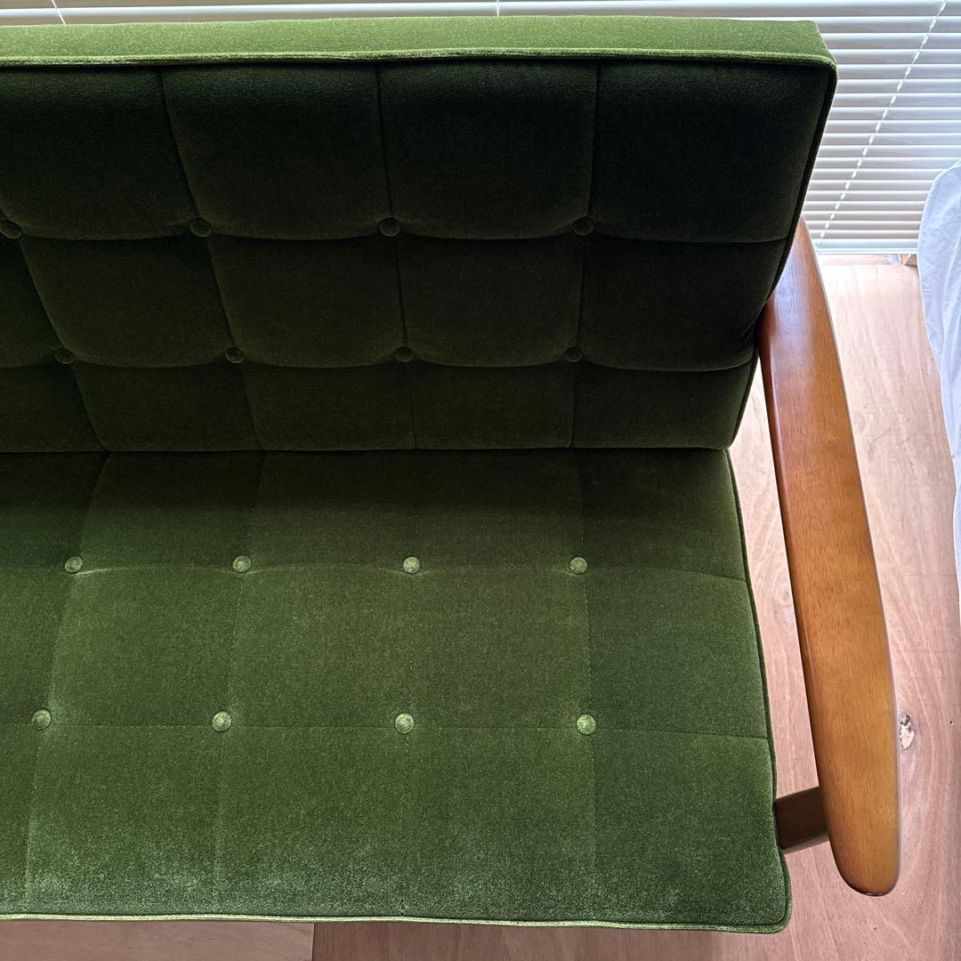 【イジホさん専用】カリモク60 Kチェア モケットグリーン 2人掛け　ソファ