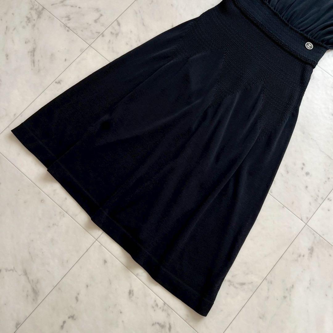 CHANEL ニットワンピース ウエストギャザー ココマークチャーム 40