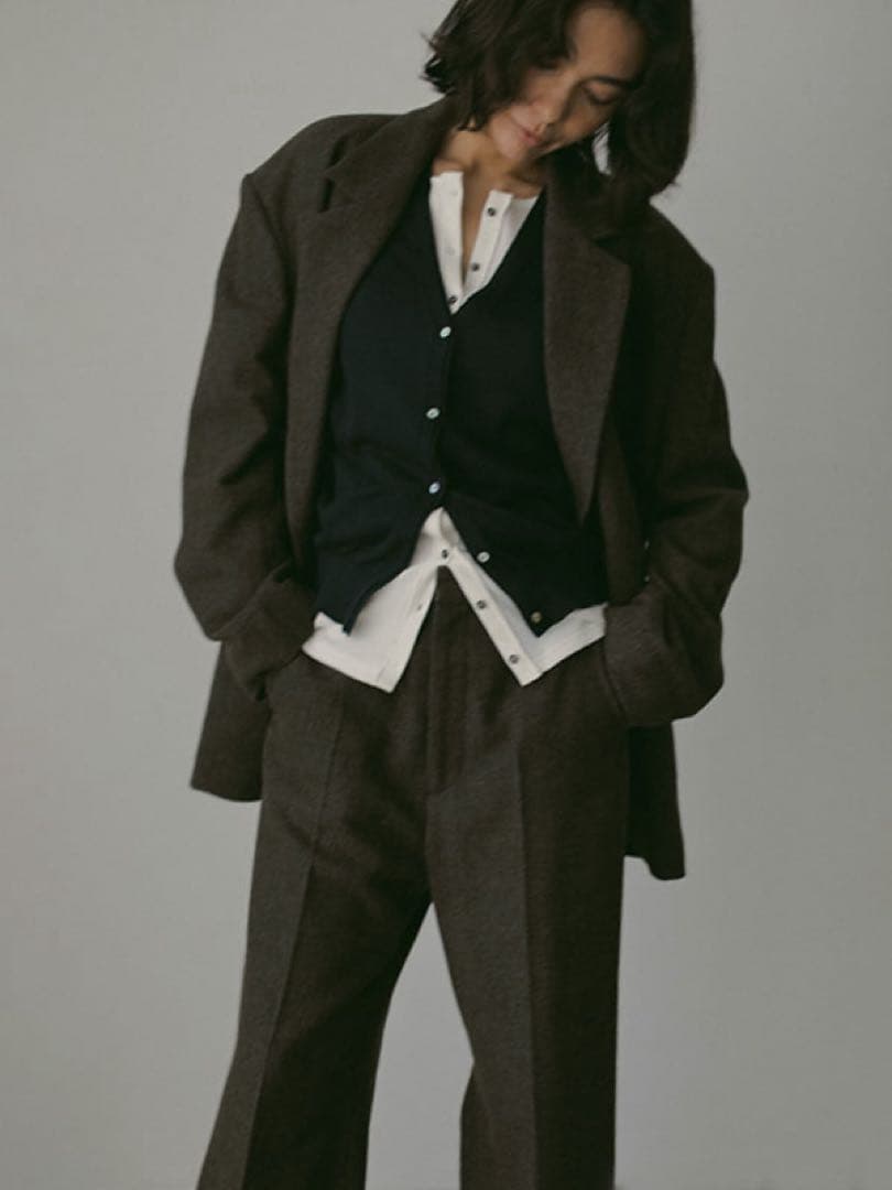 タグ付き新品未使用エトレトウキョウ　チェックツイードテーラードジャケットM 茶