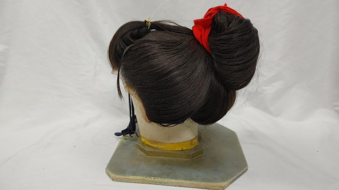 【MK9】ももわれ 女形 大衆演劇 かつら 鬘 ウィッグ 人毛 ケース付き