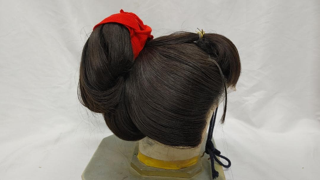 【MK9】ももわれ 女形 大衆演劇 かつら 鬘 ウィッグ 人毛 ケース付き