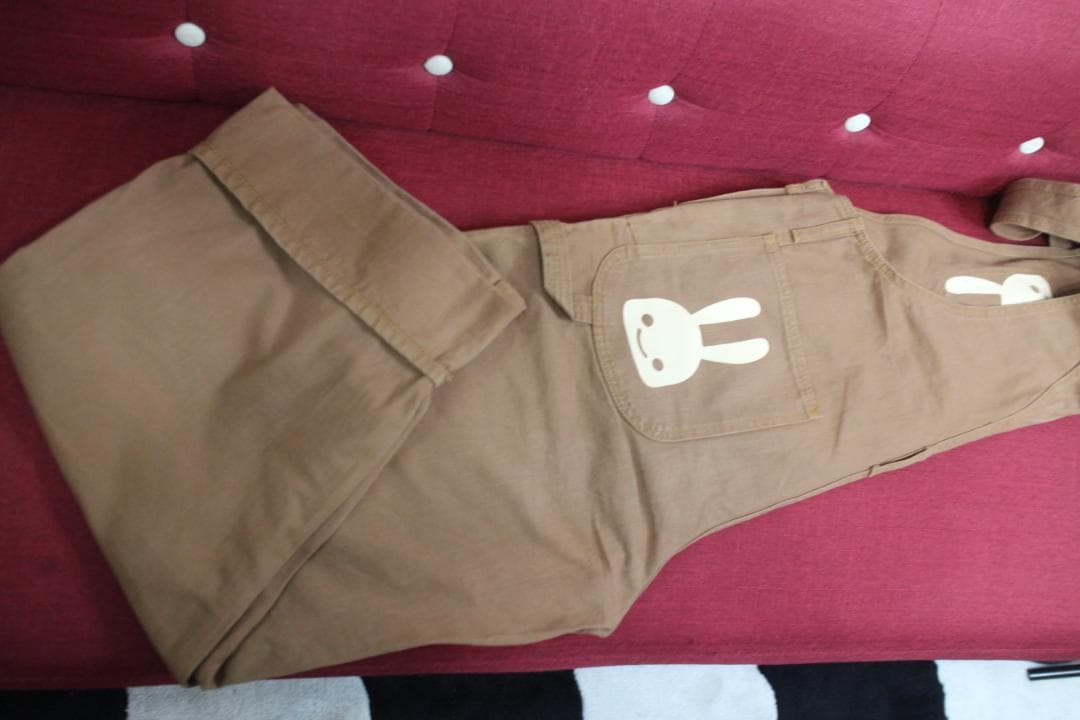 CUNE　ウサギ　オーバーオール　うす茶　Lサイズ