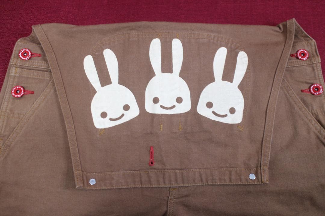 CUNE　ウサギ　オーバーオール　うす茶　Lサイズ