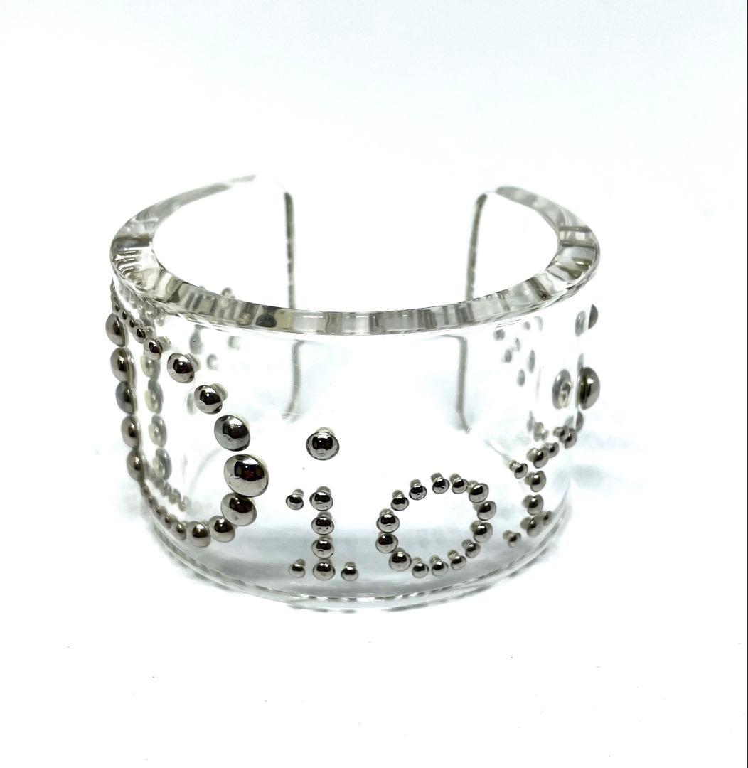 ディオール　バングル　クリア　スタッズロゴ　腕周り約18cm