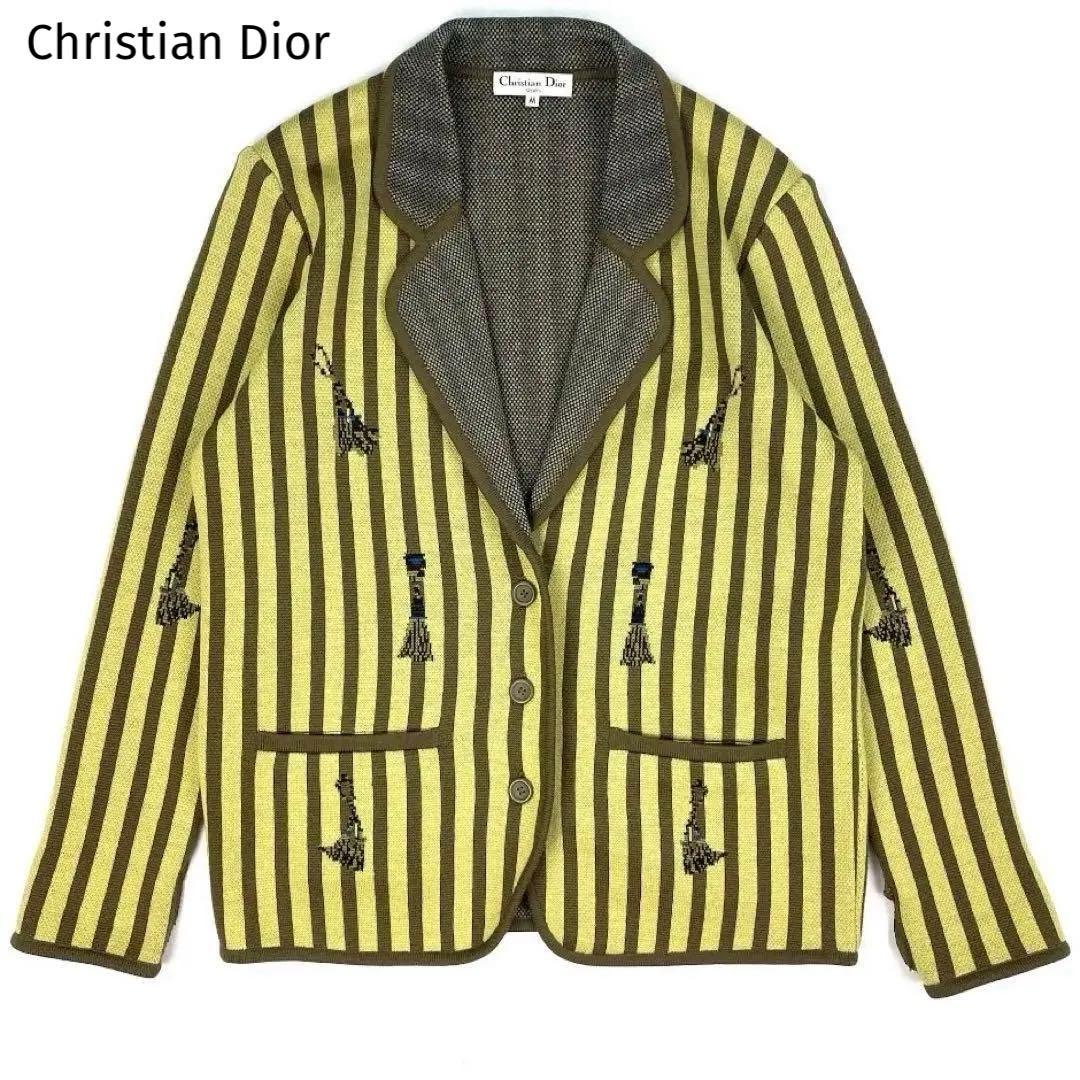 Christian Dior ヴィンテージ ニット ジャケット M ストライプ