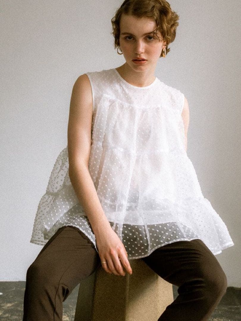 trefle+1 トレフル シアードットフェアリートップス ホワイト