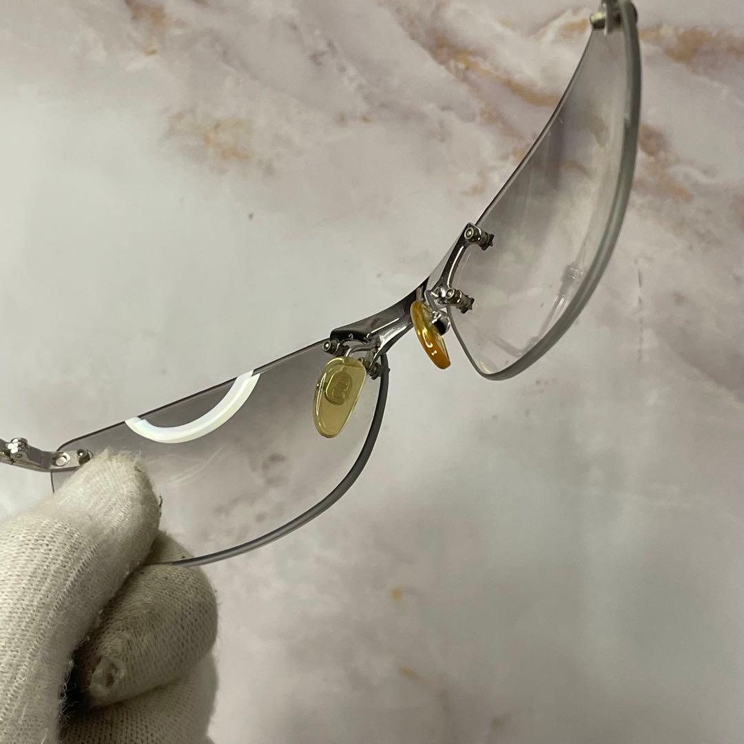 dior リムレス ツーポイント y2k レトロ モード サングラス ケース付き