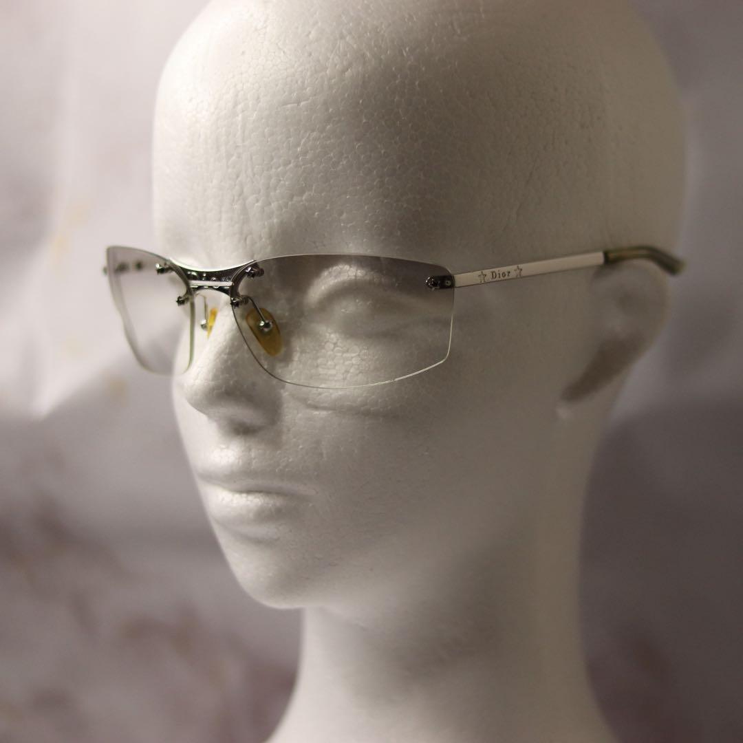dior リムレス ツーポイント y2k レトロ モード サングラス ケース付き