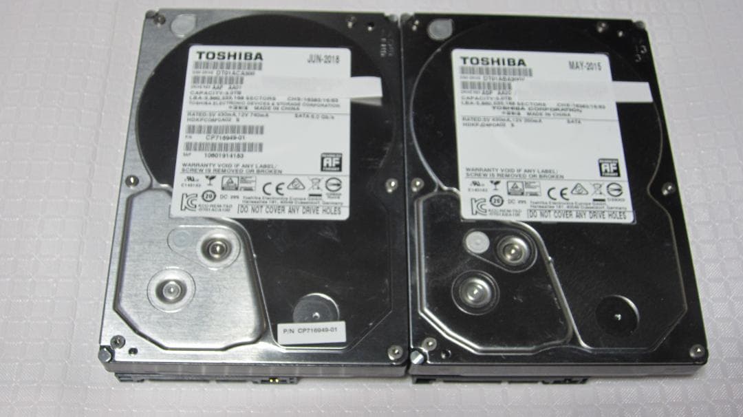 東芝 DT01ACA300・DT01ABA300V 2台 3TB×2＝6TB