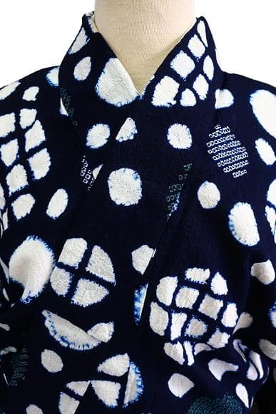 ★専用★浴衣 有松絞り バチ衿 濃紺色 丸文 身丈151cm 裄丈64cm